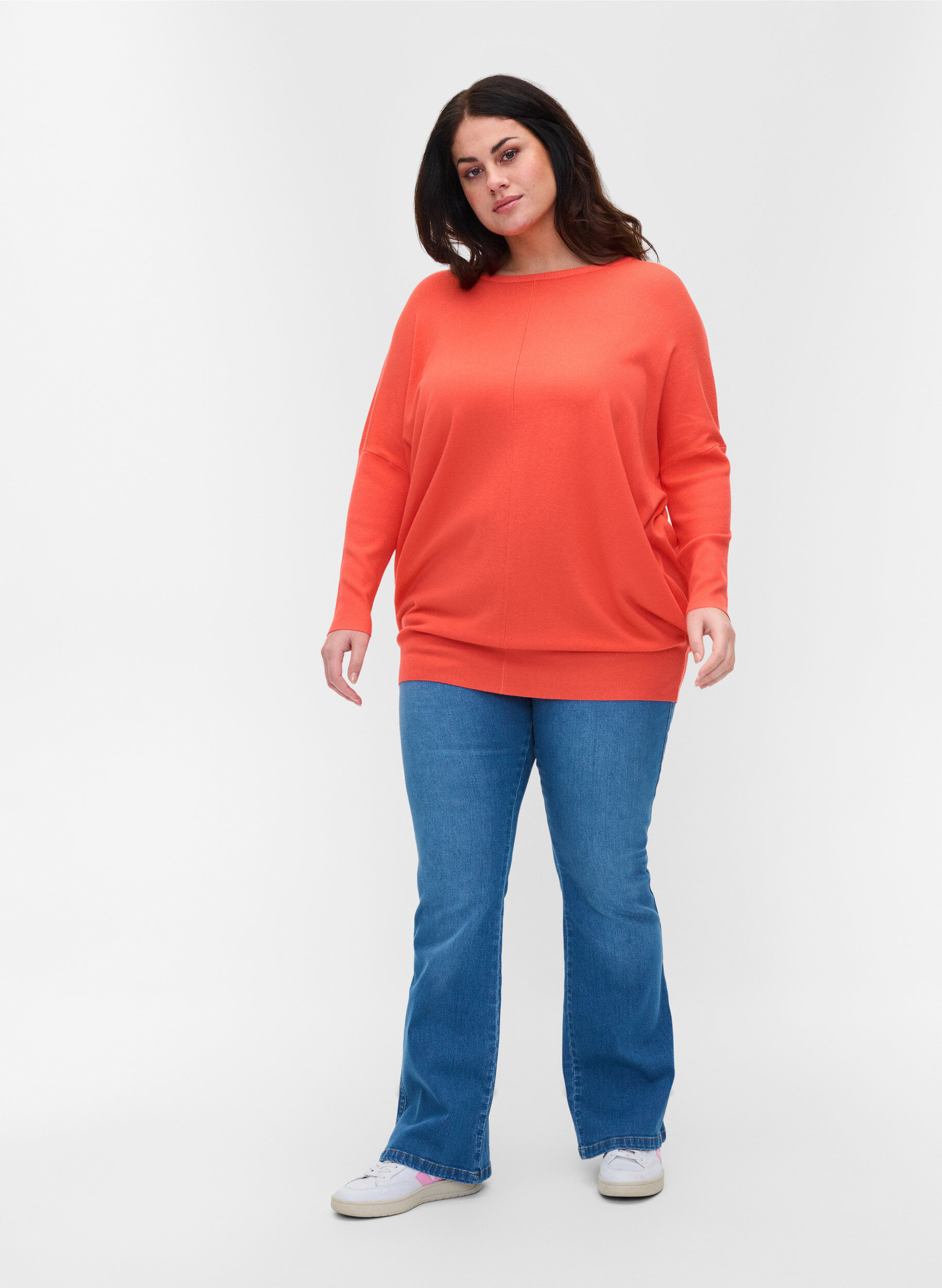 Zizzi Strickbluse , Living Coral, Model image number 2