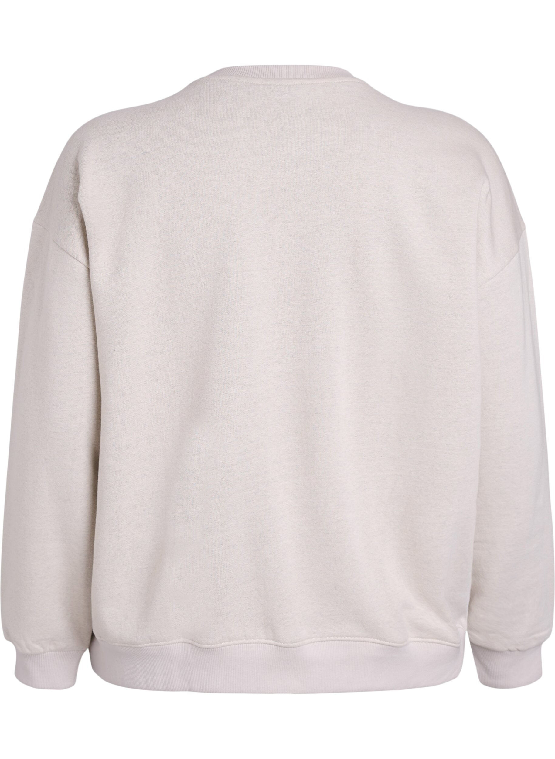 Zizzi Sweatshirt mit Text auf der Vorderseite, Beige, Packshot image number 1