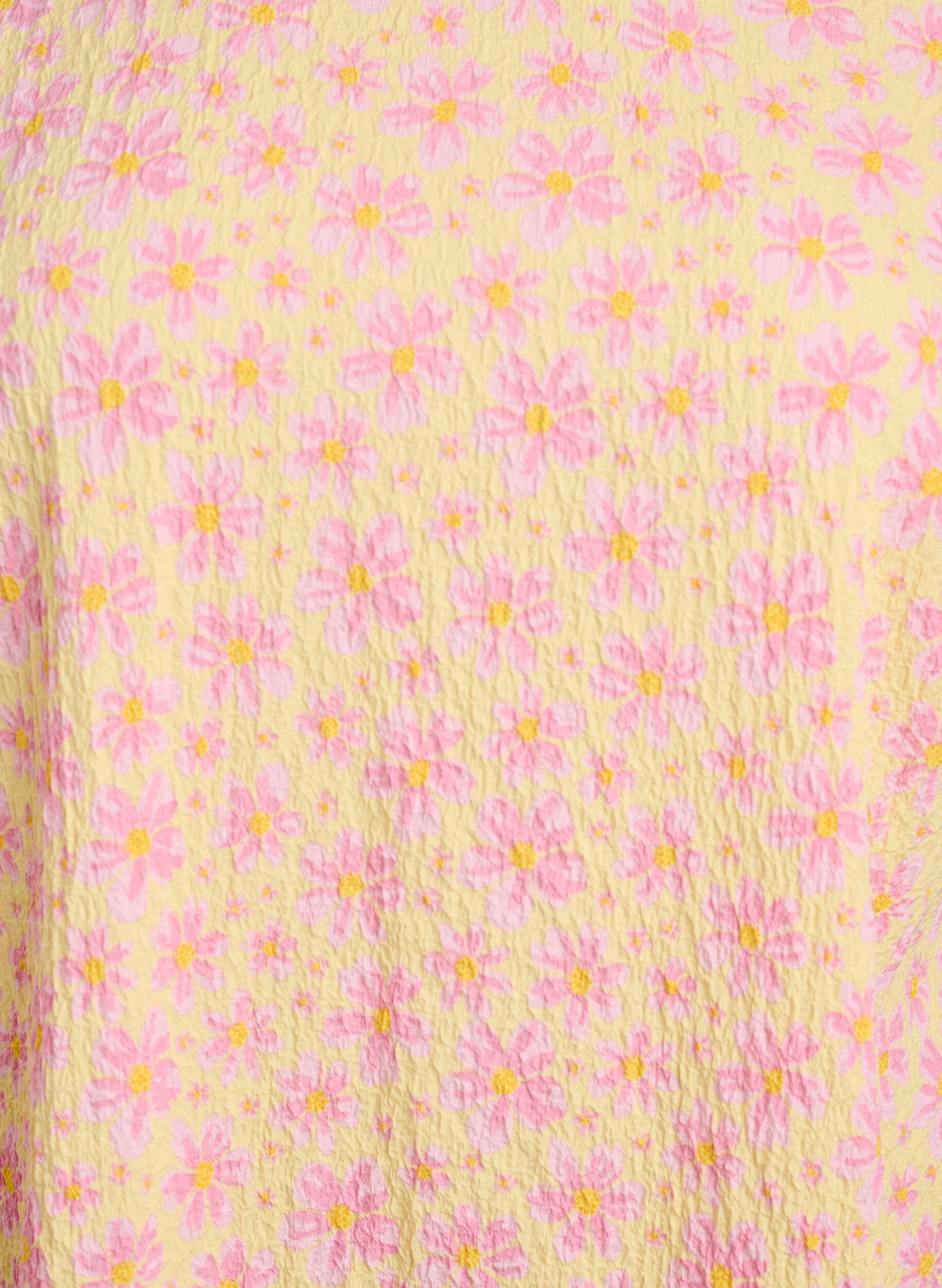 ZizziKurzes Kleid mit gecrinkelter Textur und kurzen &Auml;rmeln, Gelb, Packshot image number 2