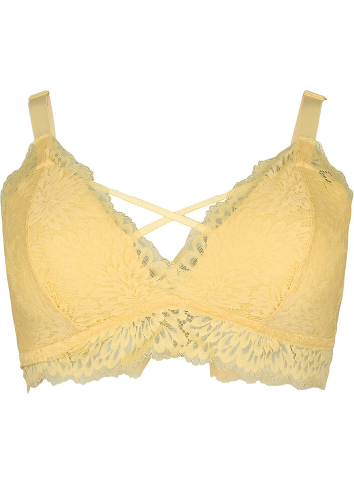 Bralette mit String-Details und weicher Polsterung, Pale Banana ASS, Packshot image number 0