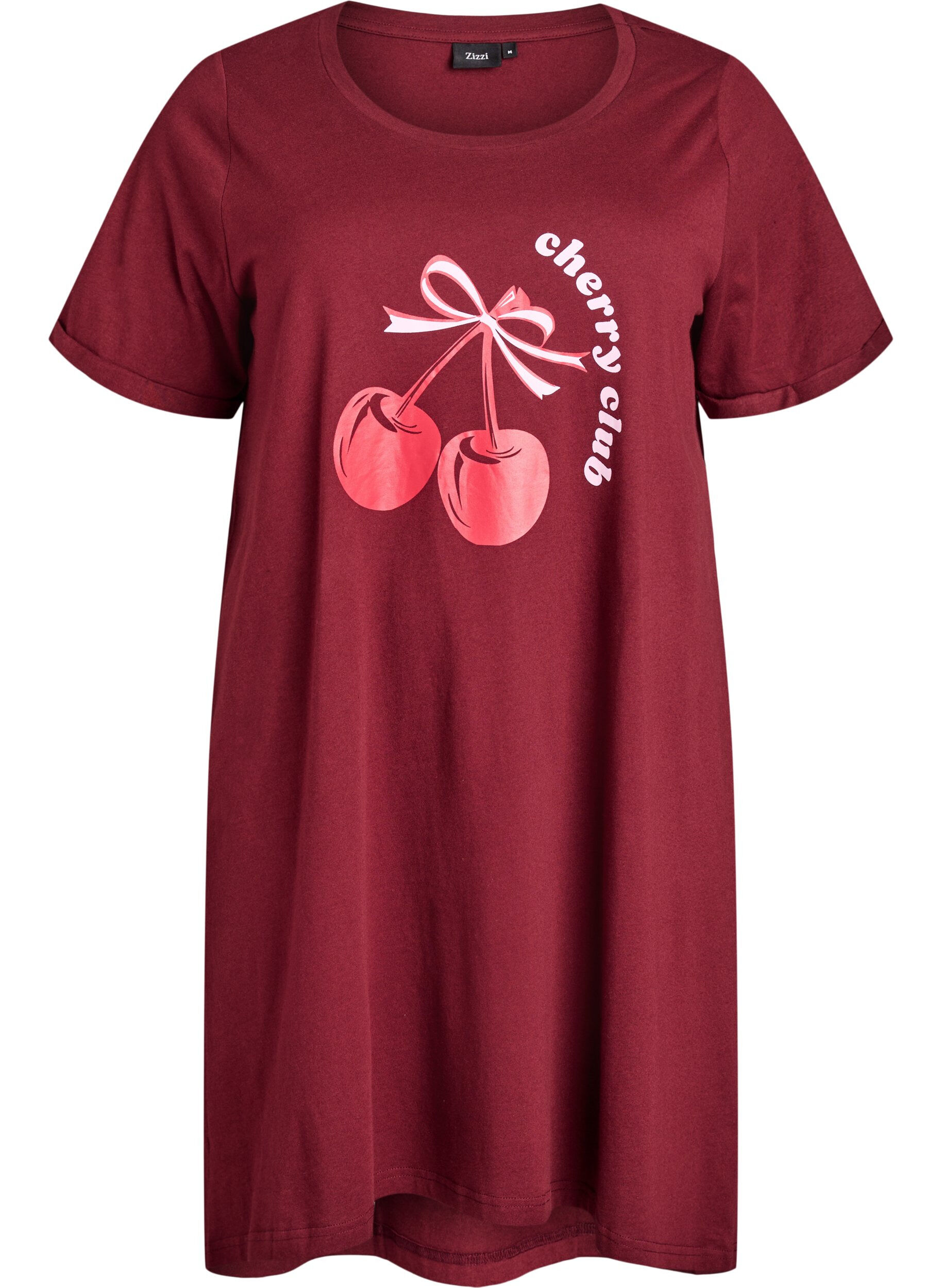 Zizzi Kurz&auml;rmeliges Nachthemd aus Bio-Baumwolle, Rot, Packshot image number 0