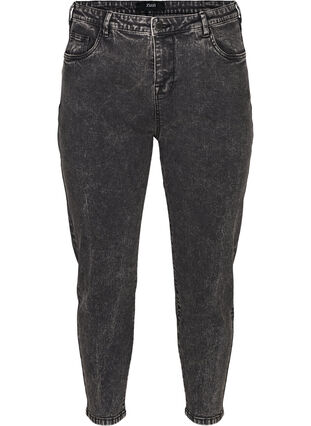 Cropped Mum Jeans mit hoher Taille, Black acid washed, Packshot image number 0