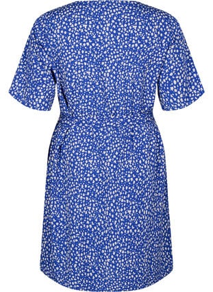 FLASH – Kurzärmeliges Kleid mit Gürtel, Surf the web Dot, Packshot image number 1