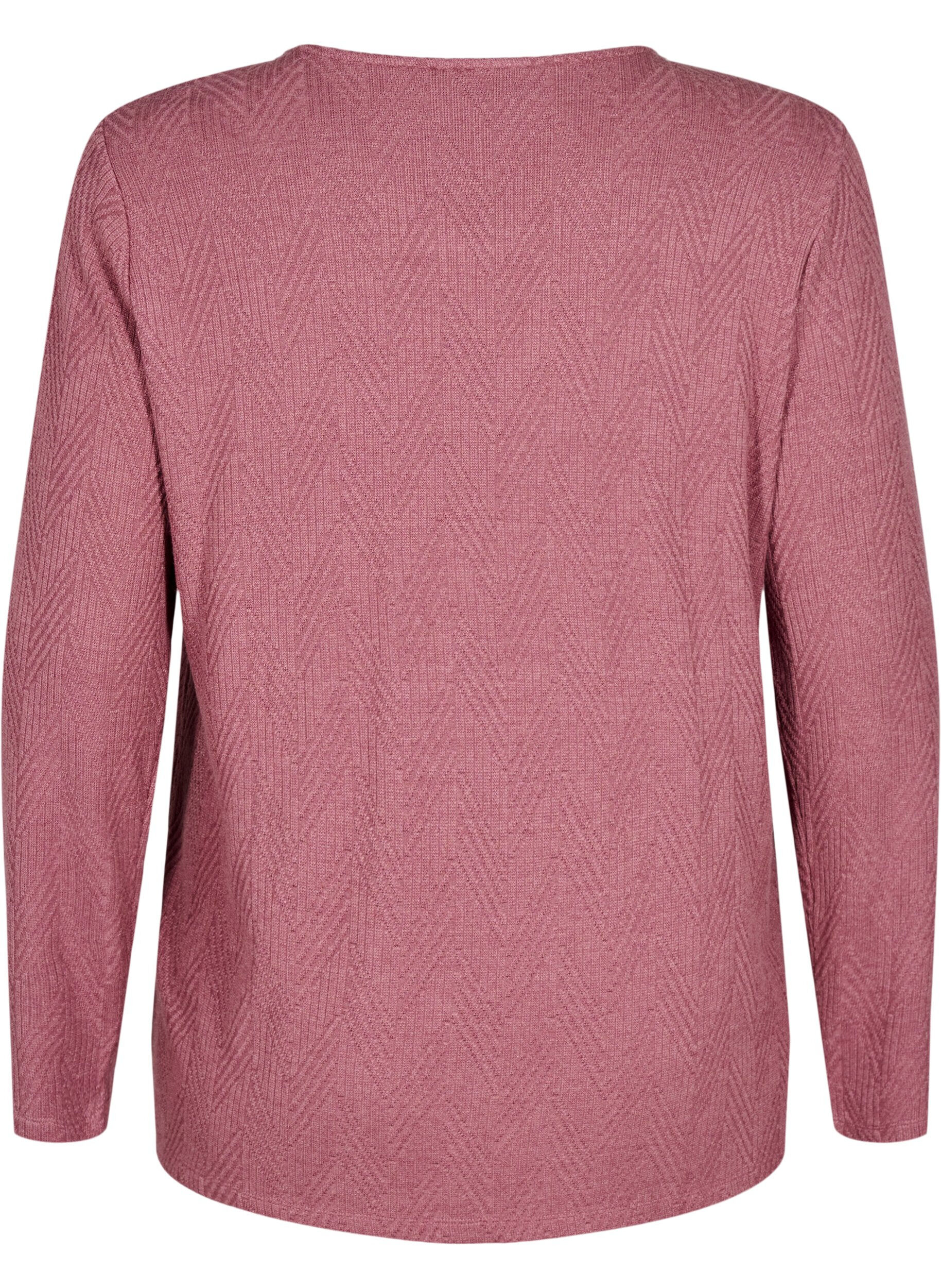 Zizzi Gemusterte Bluse mit langen &Auml;rmeln, Braun, Packshot image number 1