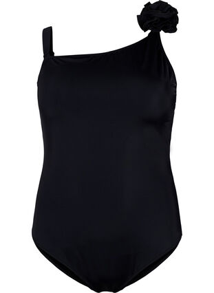 Badeanzug mit asymmetrischem Ausschnitt, Black, Packshot image number 0