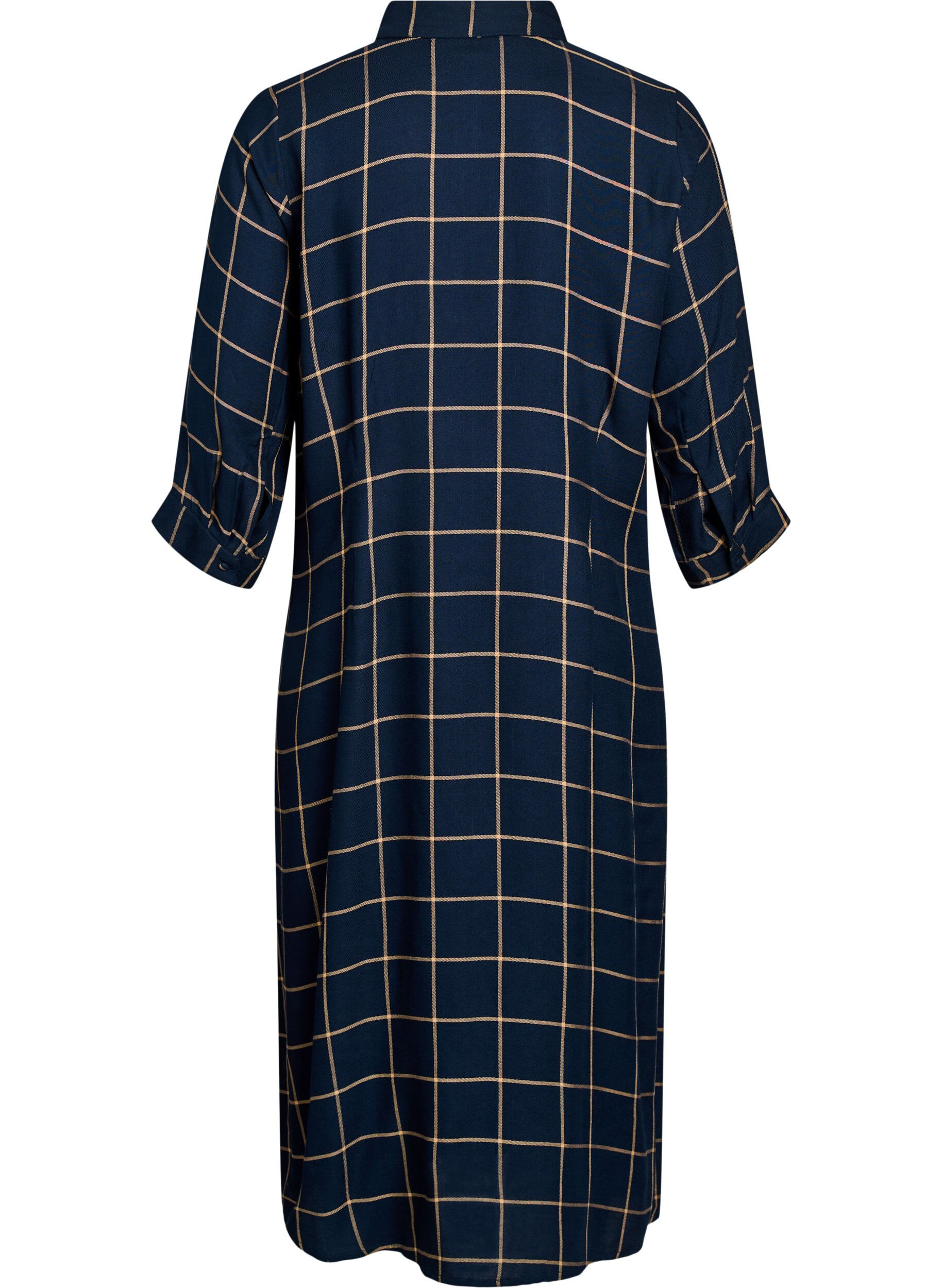 Zizzi Langes Karo-Hemdblusenkleid, Blau, Packshot image number 1