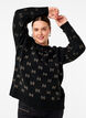 Gemusterter Pullover, Black Mel. Nomad, Model image number 0