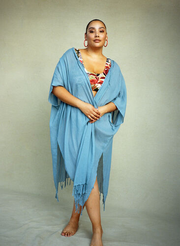 Strand-Kimono mit Fransen, Light Blue, Image image number 0