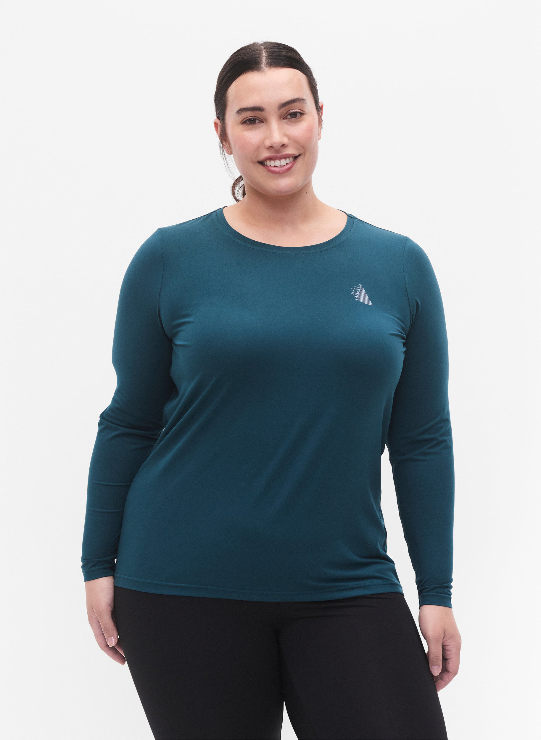 Zizzi Lang&auml;rmeliges Trainingsshirt, Deep Teal, Model image number 0