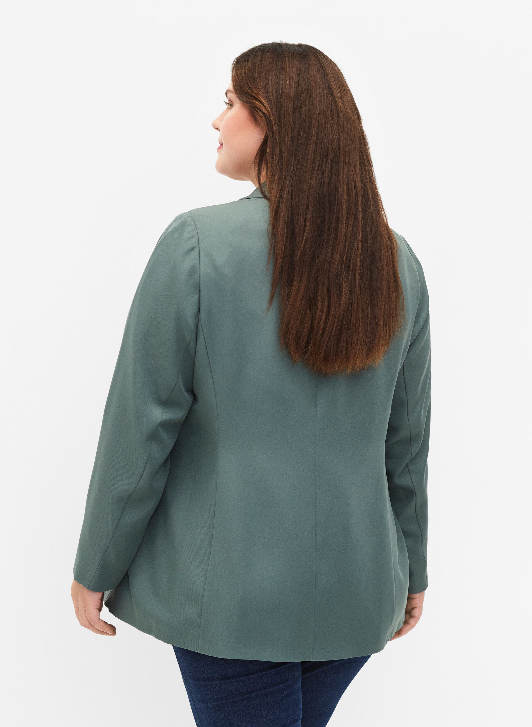 Zizzi FLASH &ndash; Schlichter Blazer mit Knopf, Gr&uuml;n, Model image number 2