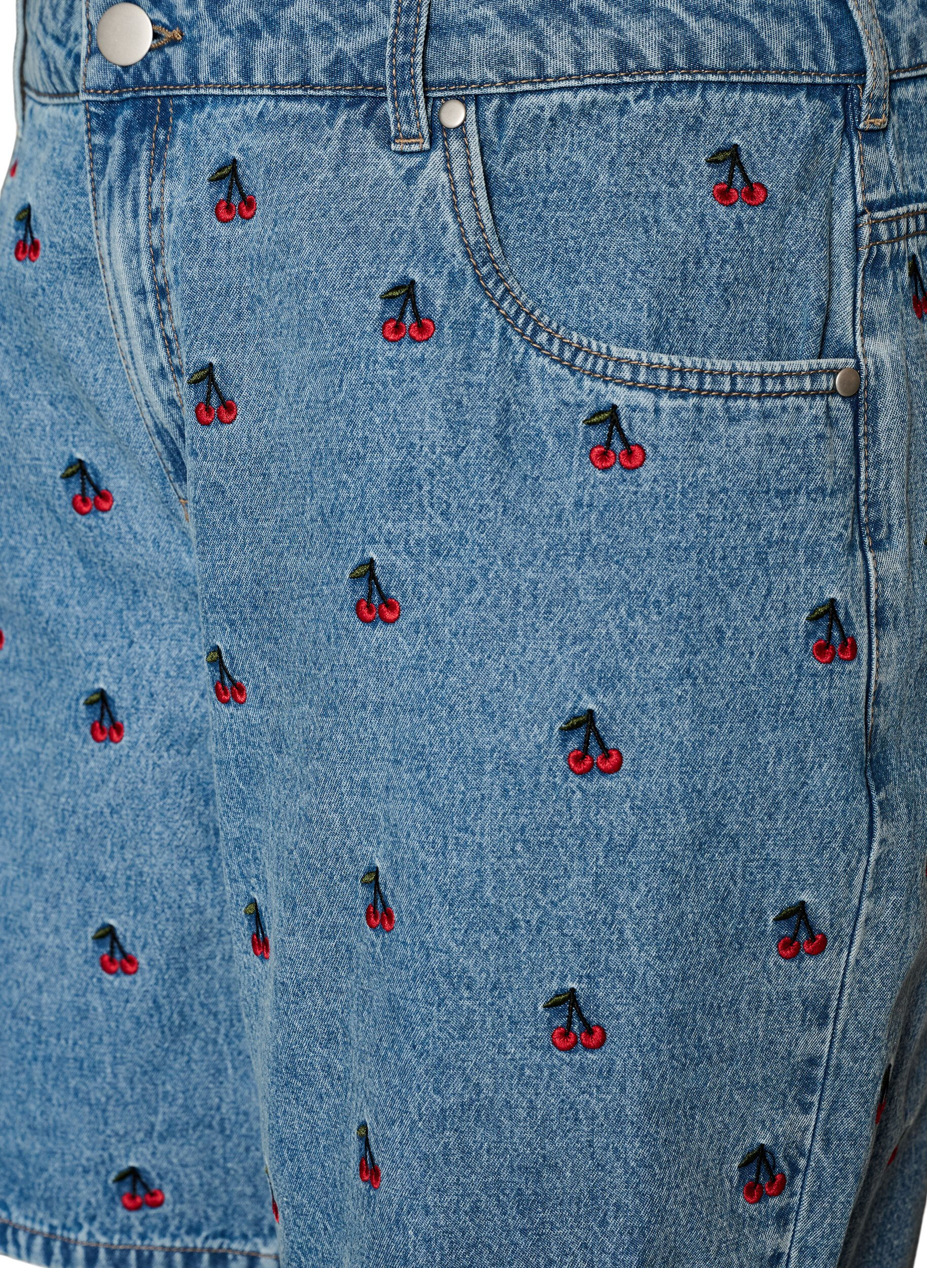 ZizziBestickte Denimshorts, Blau, Packshot image number 2