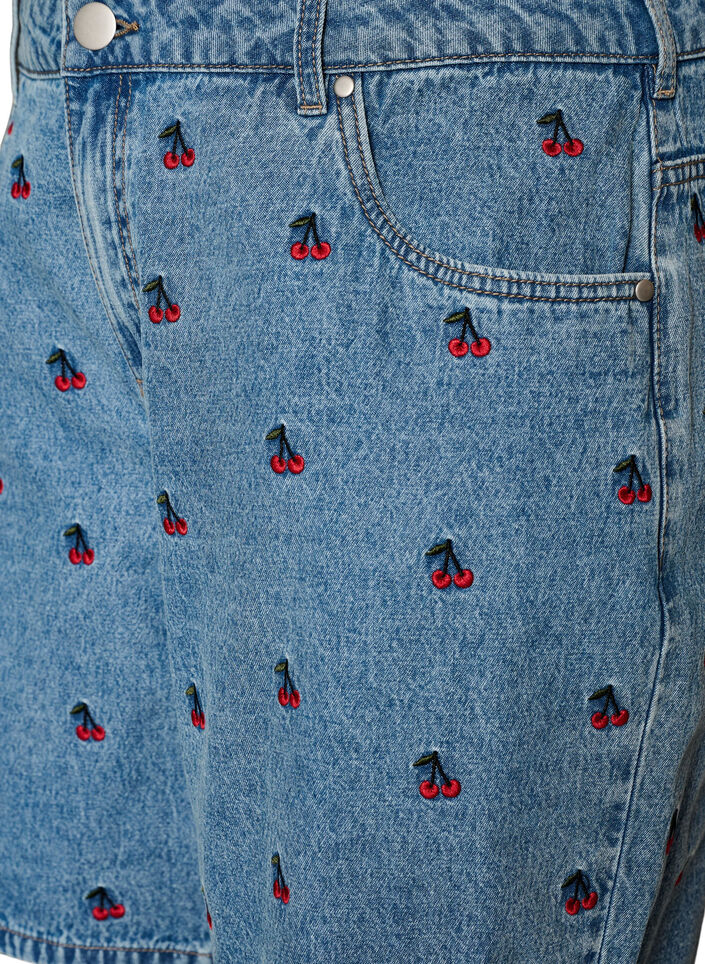 Bestickte Denimshorts, Blau, Packshot image number 2