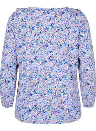 Bedruckte Bluse mit Rüschen, Purple Ditzy Flower, Packshot image number 1