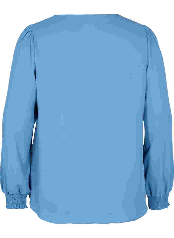 Hemdbluse von V-Ausschnitt und Smock, Captains Blue, Packshot image number 1
