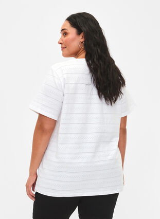 Kurzärmeliges Baumwoll-T-Shirt, Bright White, Model image number 1
