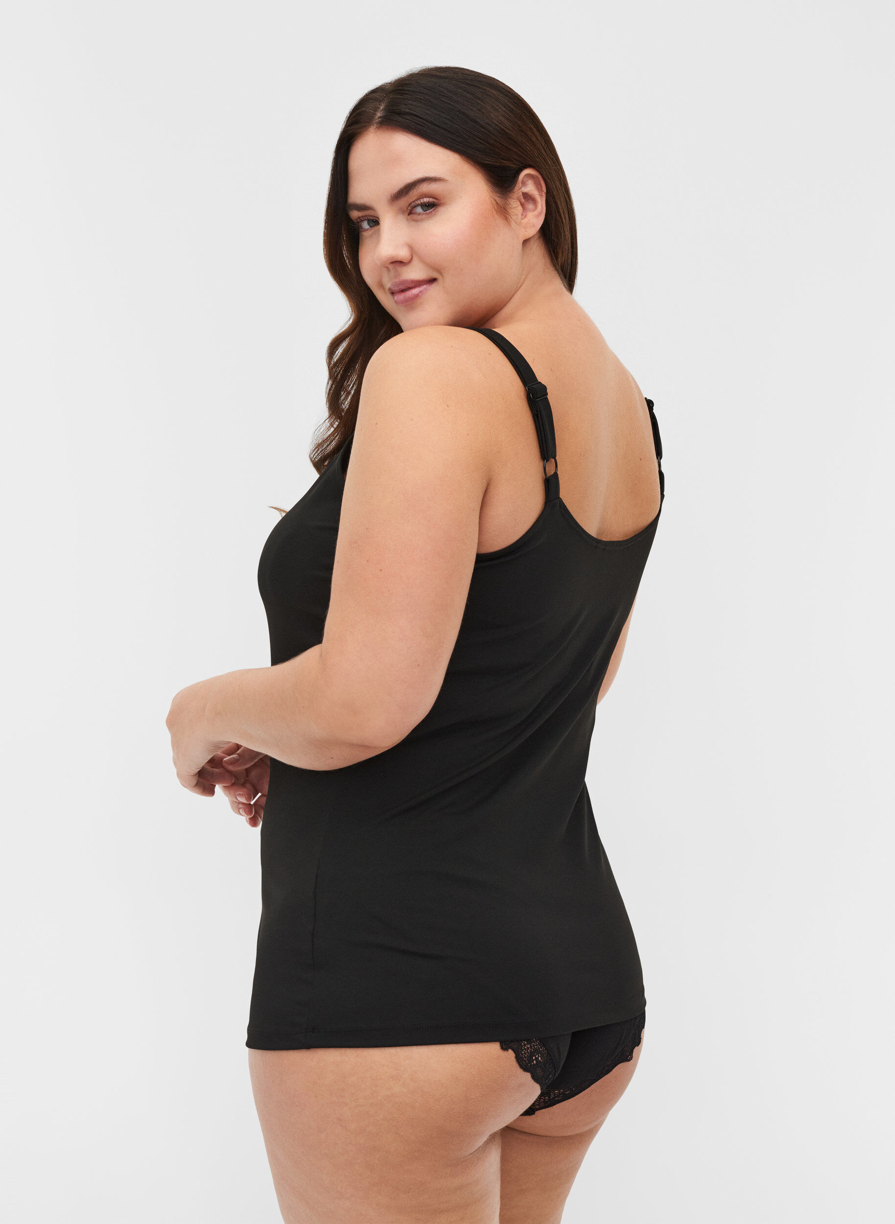 Zizzi Light Shapewear Top mit verstellbaren Tr&auml;gern, Black, Model image number 1