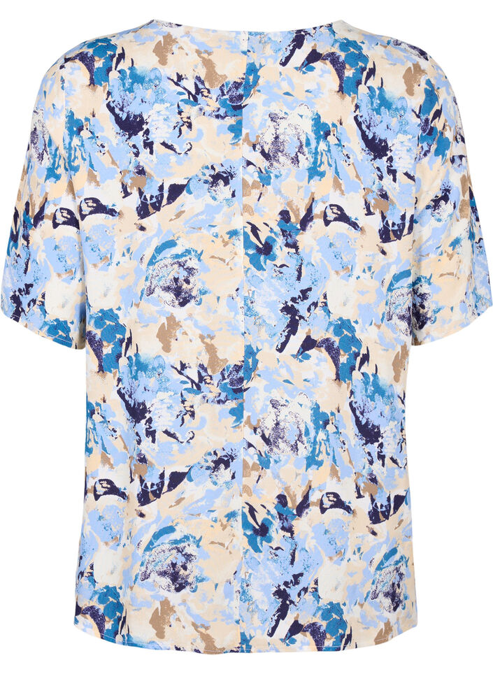 Bluse mit Druck, Blau, Packshot image number 1
