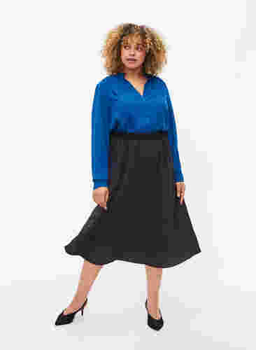 Langarmhemd mit Rüschenkragen, Estate Blue, Model image number 2