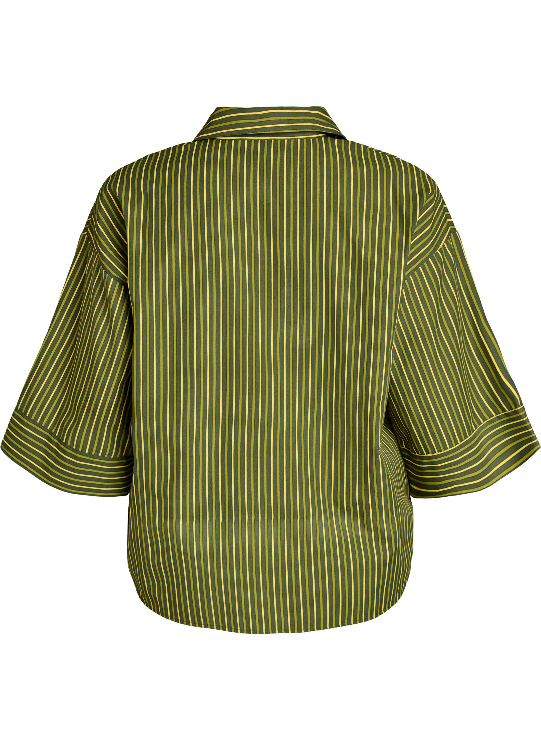 ZizziLockere gestreifte Bluse mit 3/4-&Auml;rmeln, Gr&uuml;n, Packshot image number 1