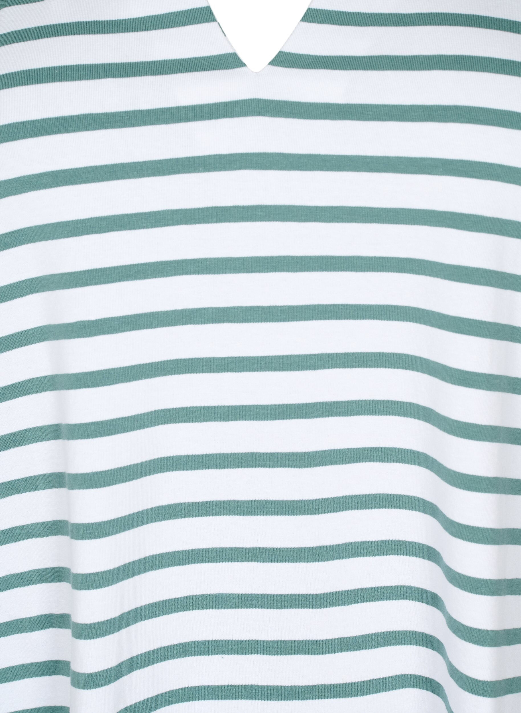 Zizzi Baumwoll-T-Shirt mit Streifen und V-Ausschnitt, B.White/SeaP.Stripes, Packshot image number 2