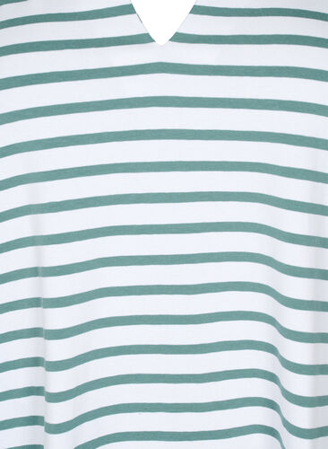 Baumwoll-T-Shirt mit Streifen und V-Ausschnitt, B.White/SeaP.Stripes, Packshot image number 2