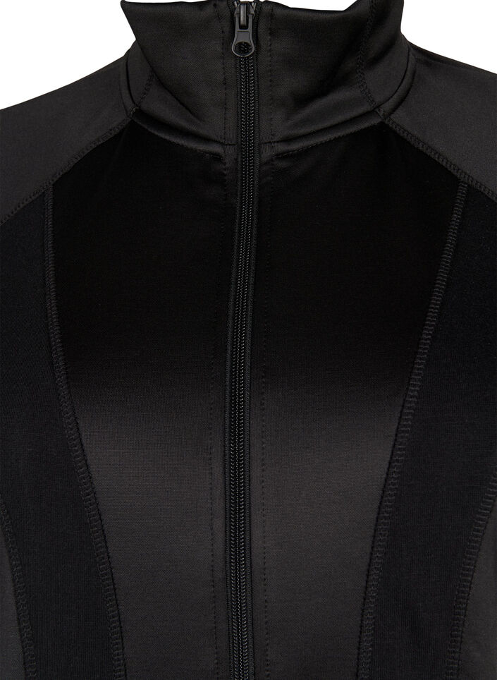 Sportliche Strickjacke mit Reißverschluss und hohem Kragen, Black, Packshot image number 2
