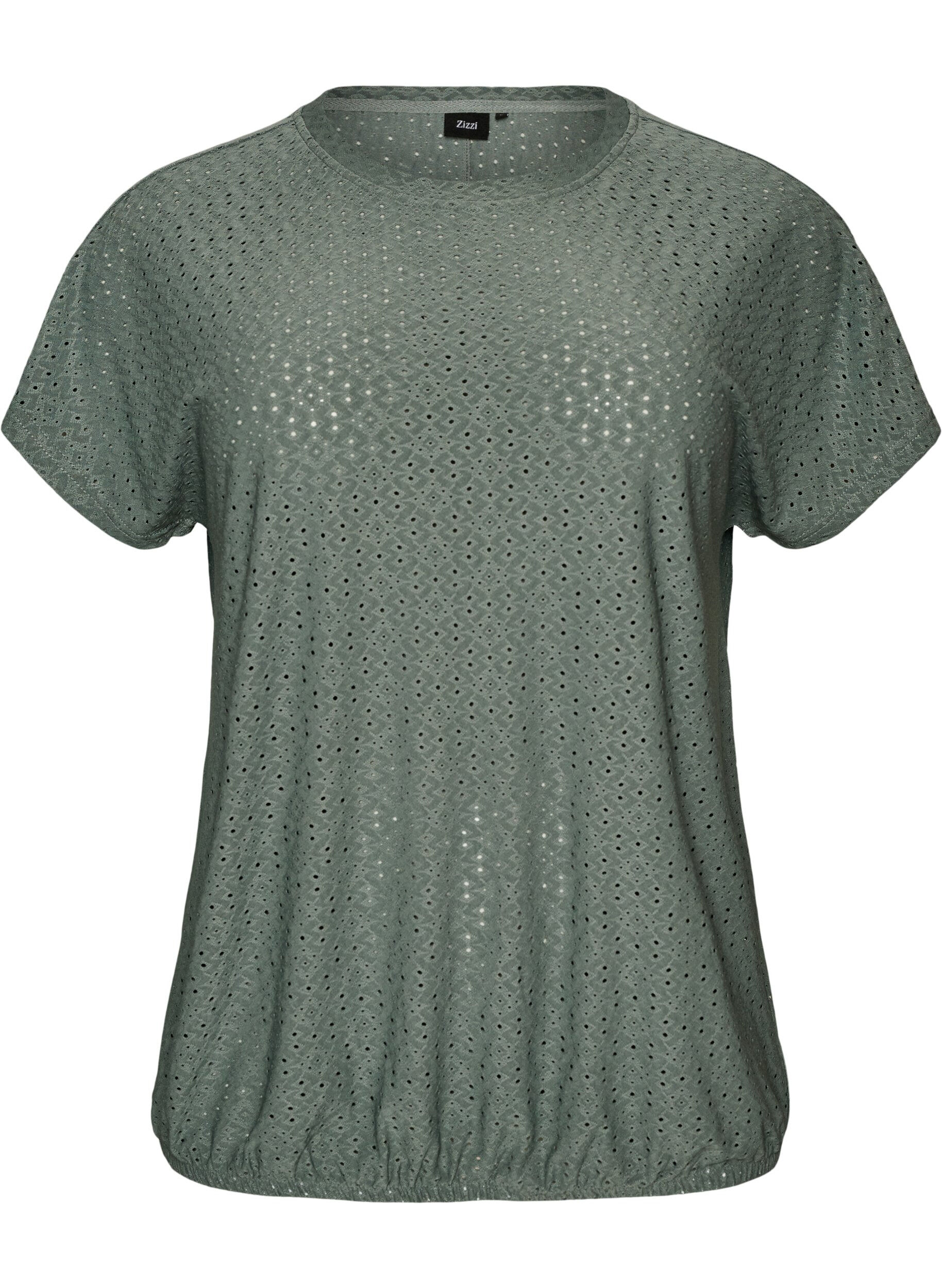 ZizziBluse mit Lochstickerei und Ballon&auml;rmeln, Gr&uuml;n, Packshot image number 0