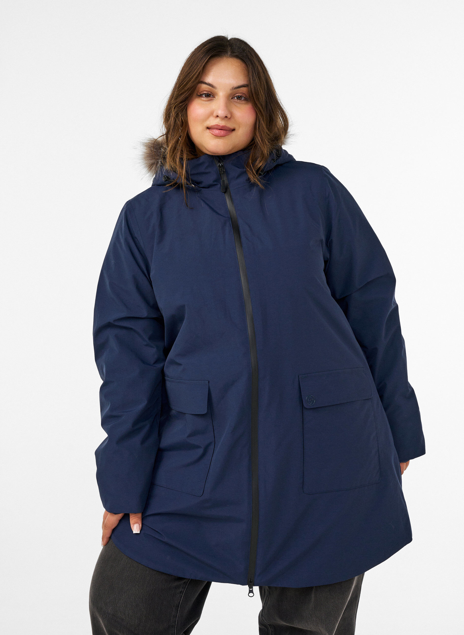 ZizziWasserdichter Parka mit Kapuze, Blau, Model image number 0