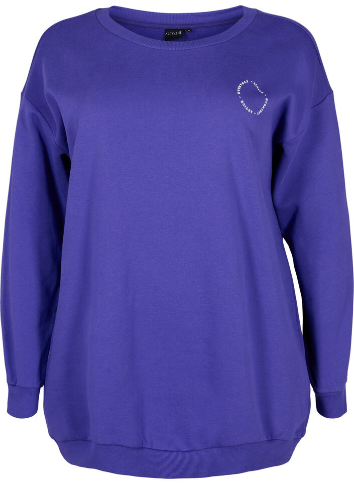 Sweatshirt aus Baumwolle mit Print, Deep Blue, Packshot image number 0