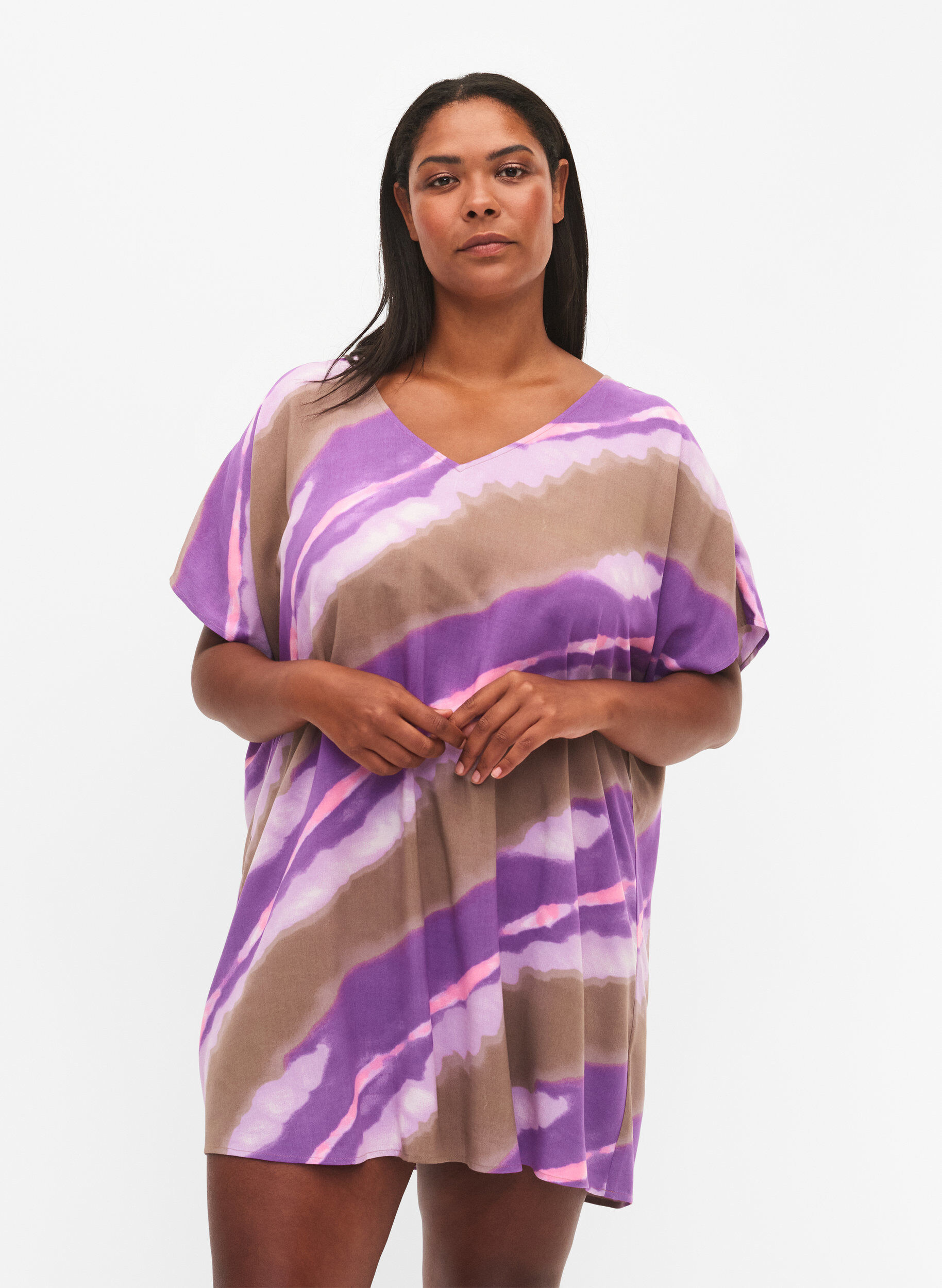 Zizzi Bedrucktes Strandkleid aus Viskose, Fantom Print, Model image number 0