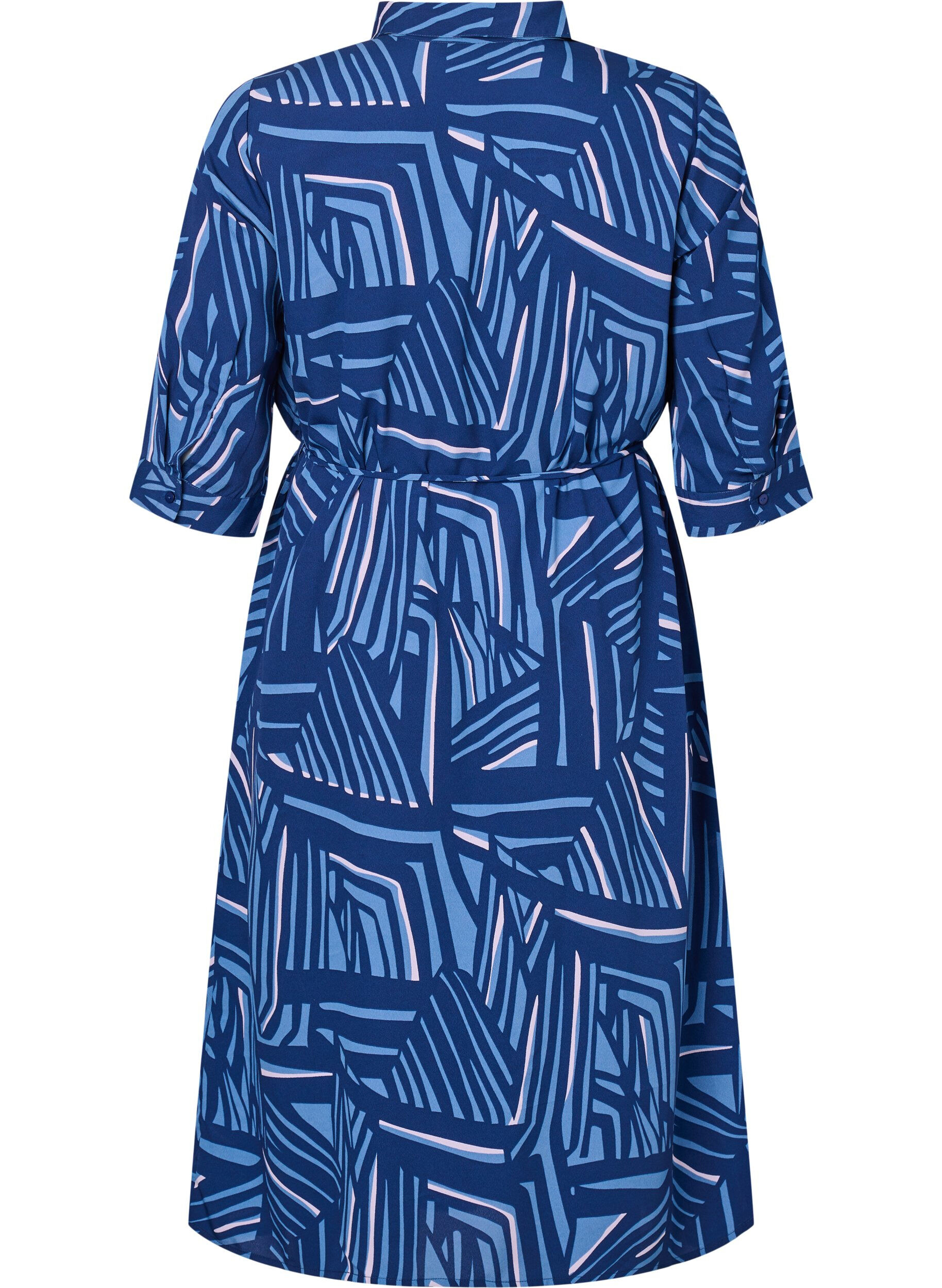 Zizzi FLASH - Hemdkleid mit Print, Medieval Blue AOP, Packshot image number 1