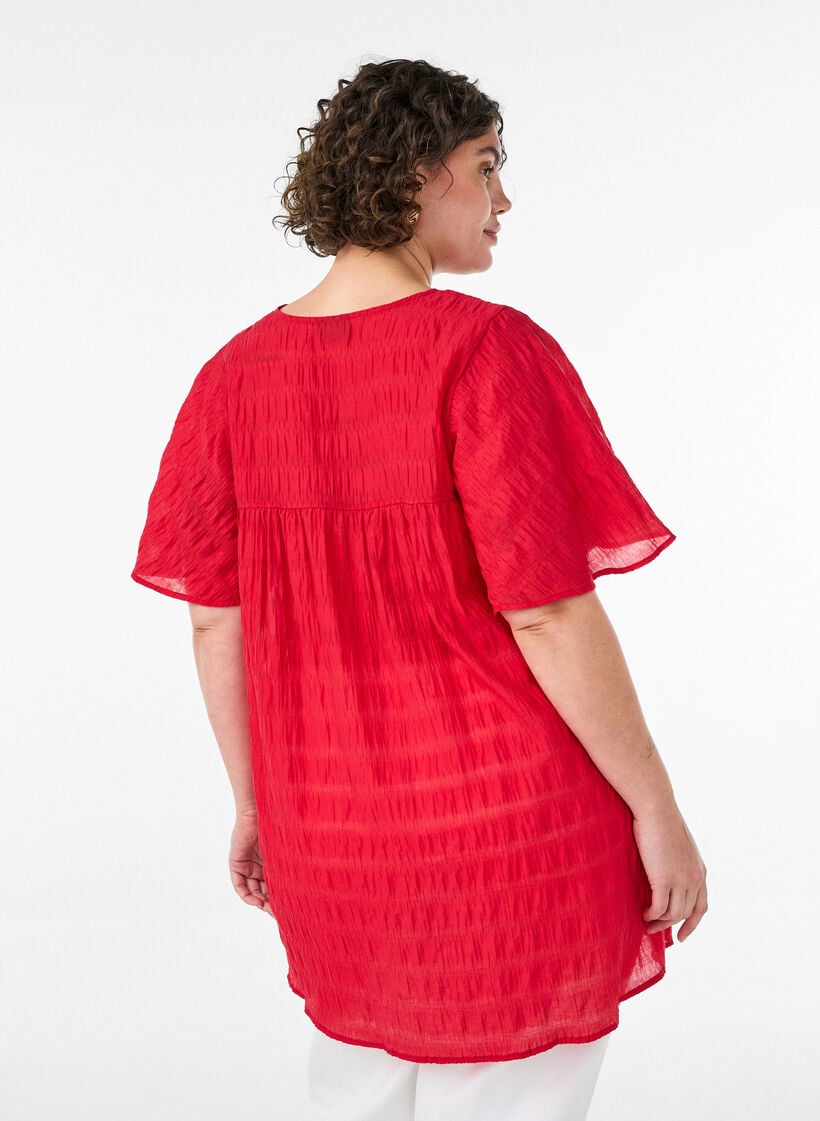 Tunika aus Lyocell mit Flatter&auml;rmeln, Rot, Model image number 2