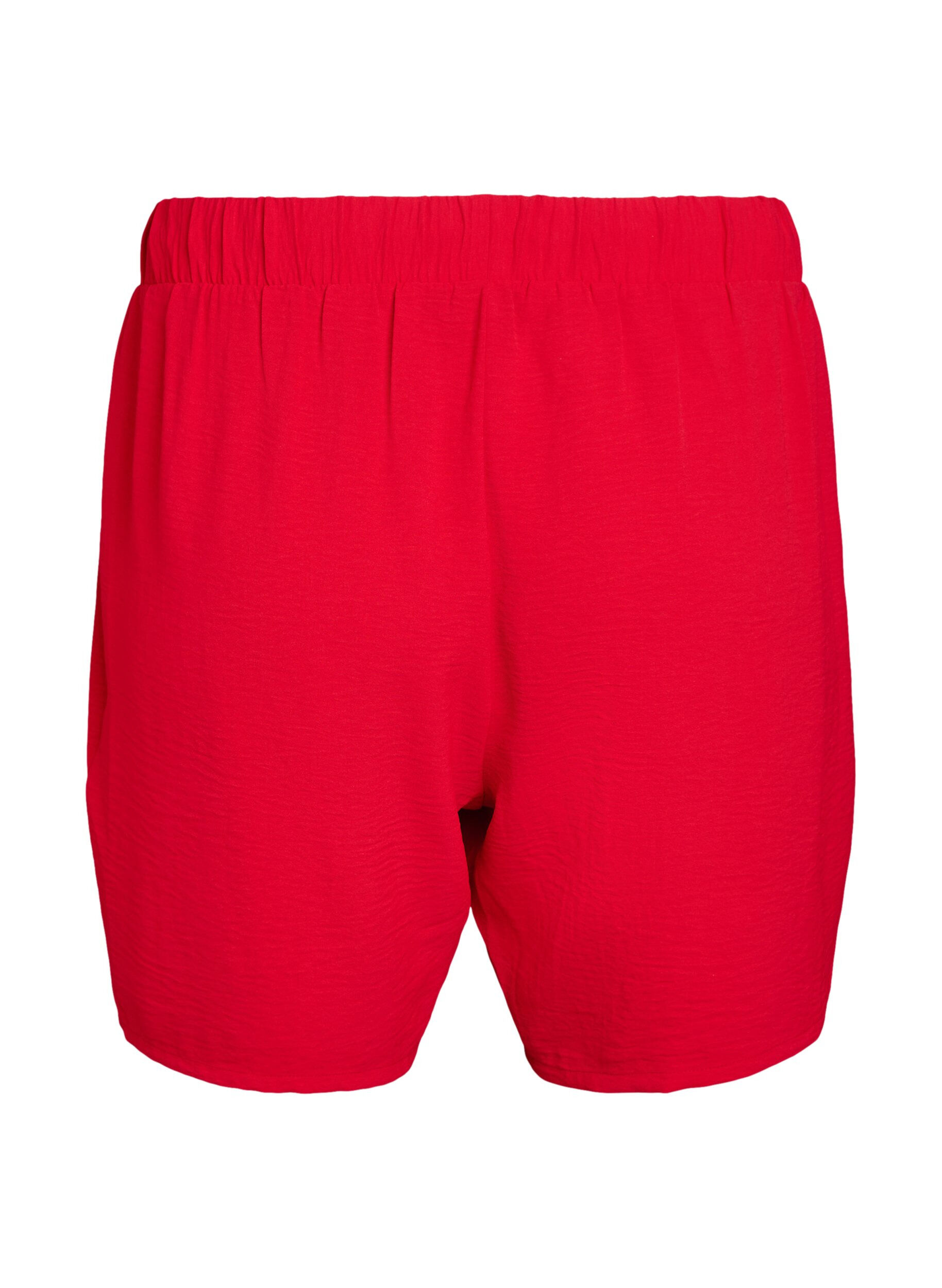 ZizziKurze Hose mit Taschen und elastischem Bund., Rot, Packshot image number 1