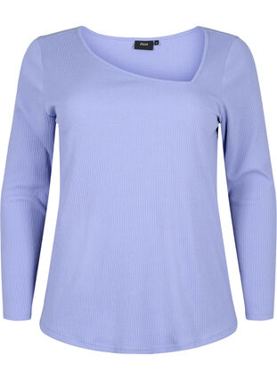 Langärmliges T-Shirt mit asymmetrischer Schnitt, Lavender Violet, Packshot image number 0