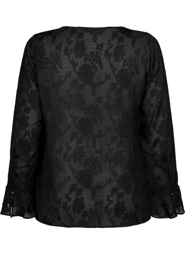 Langärmliges Hemd mit Jacquard-Look, Black, Packshot image number 1