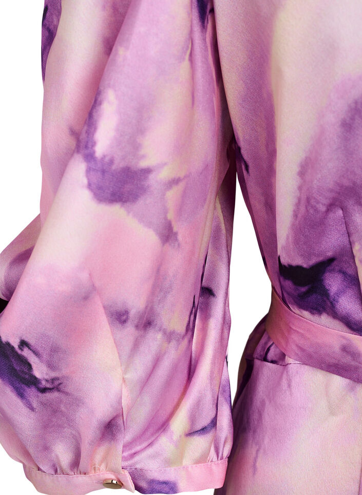 Partykleid mit kurzen &Auml;rmeln und Bindeg&uuml;rtel, Lila, Packshot image number 3