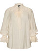 Viskosebluse mit R&uuml;schen und langen &Auml;rmeln, Vanille, Packshot image number 0