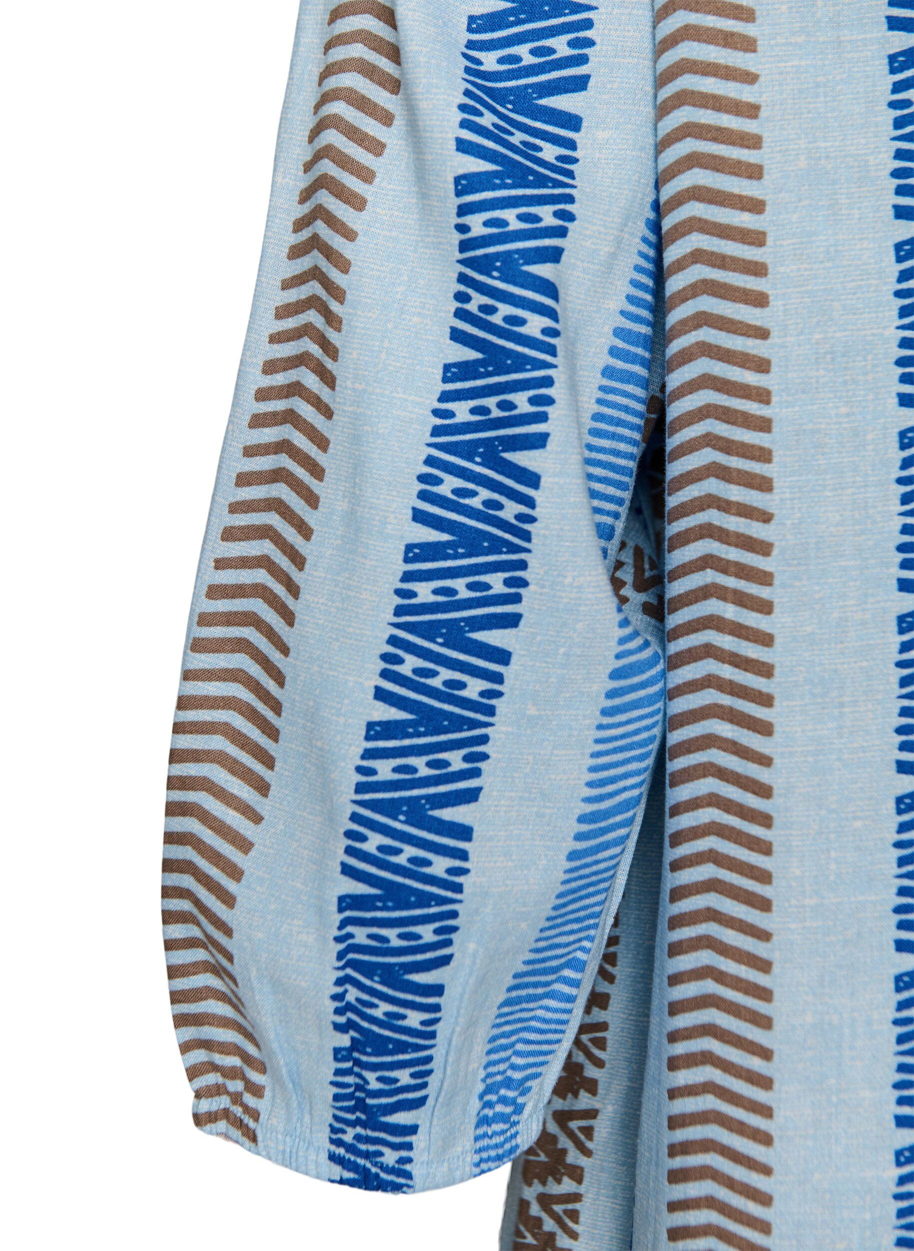 ZizziKurzes Kleid aus Leinen und Viskose mit 3/4-&Auml;rmeln, Blau, Packshot image number 3