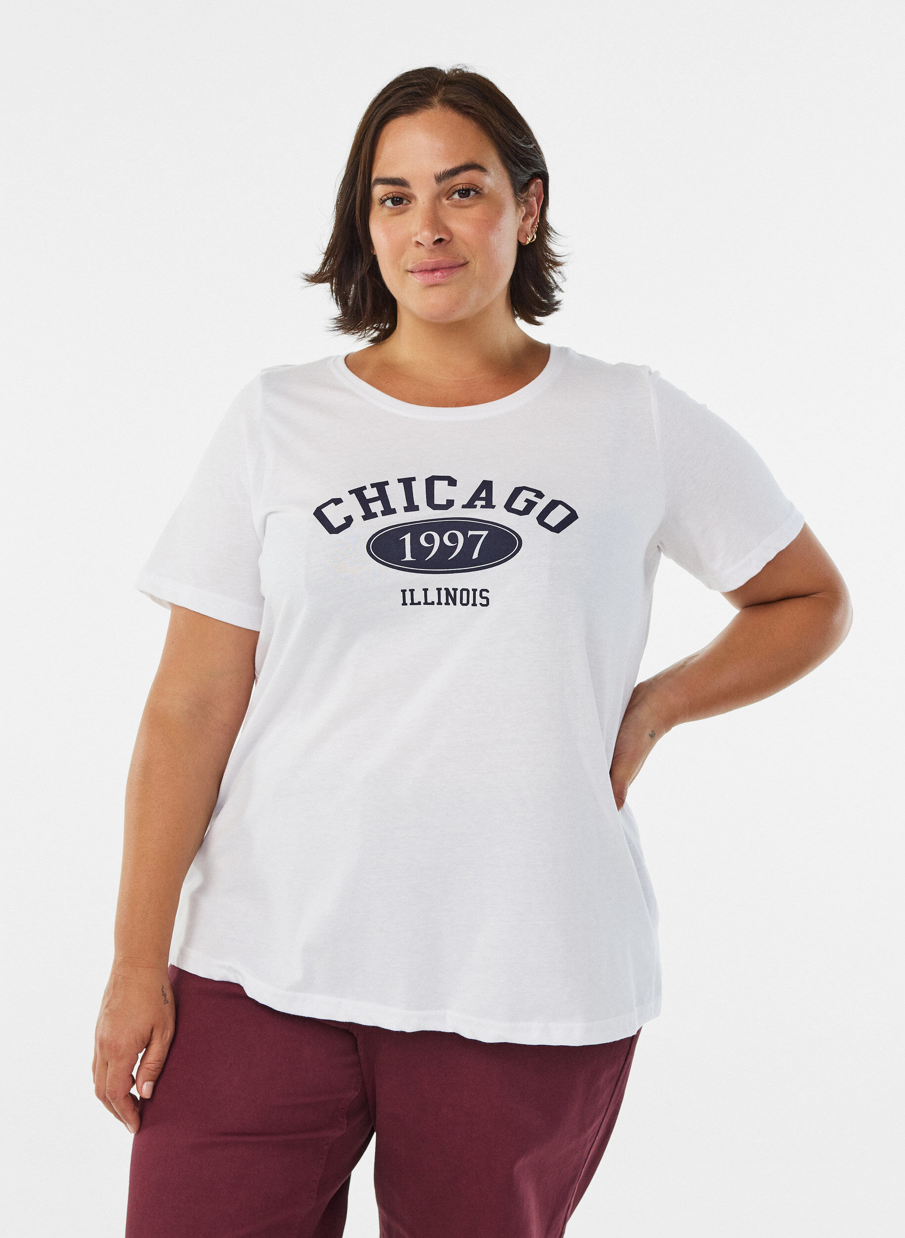 Zizzi FLASH - T-Shirt mit Print, Wei&szlig;, Model image number 0