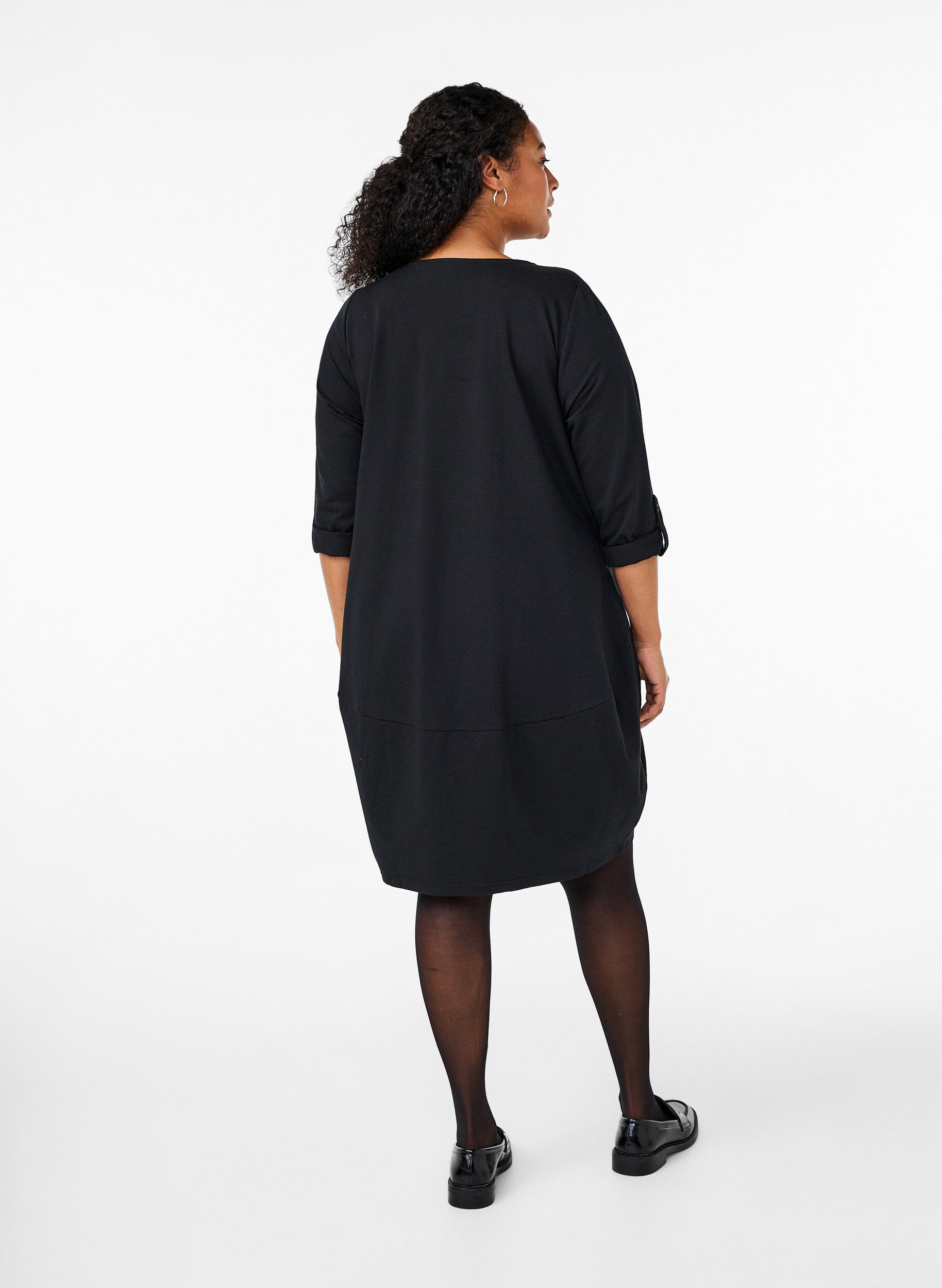 ZizziBaumwollkleid mit Ballon-Passform, Schwarz, Model image number 2