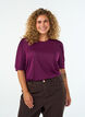 Bluse mit Knopfdetail und kurzen Puff&auml;rmeln, Dunkles Bordeaux, Model image number 0