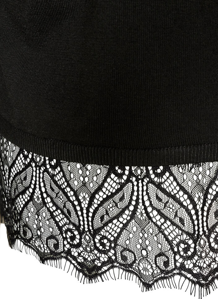 Cardigan mit breitem Spitzensaum, Schwarz, Packshot image number 3