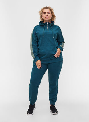 Sweatshirt mit Reißverschluss und Kapuze, Deep Teal, Model image number 2