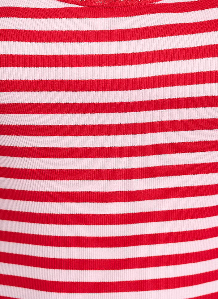 Gestreiftes Top mit Rippstruktur und Spitzen, Pink, Packshot image number 2