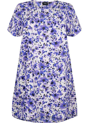 Bedrucktes Kleid mit kurzen Ärmeln, Purple Small Flower, Packshot image number 0