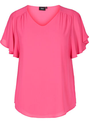 Bluse mit kurzen Ärmeln, Fandango Pink, Packshot image number 0
