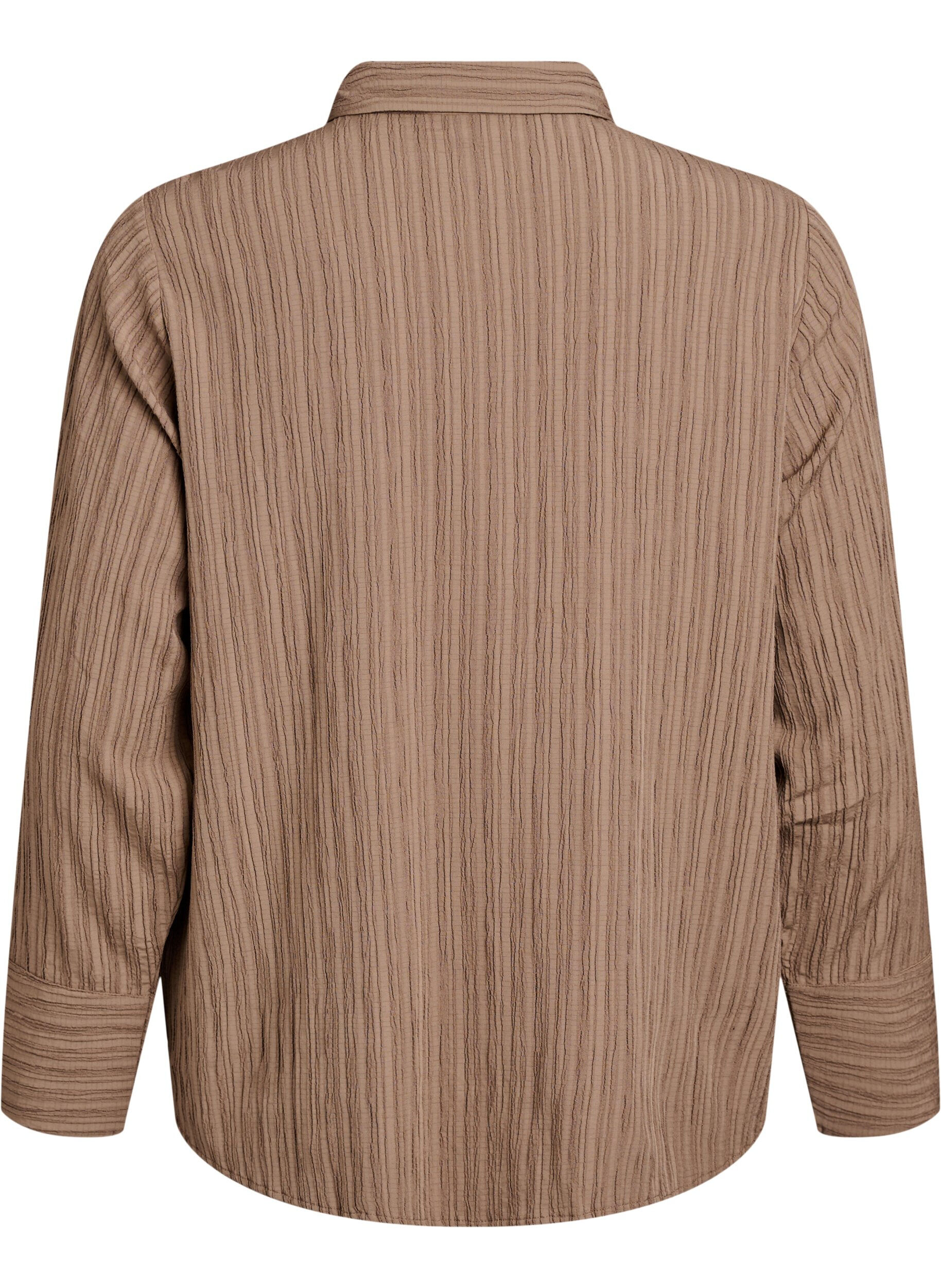 Zizzi FLASH - Bluse mit Textur, Braun, Packshot image number 1