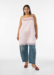 Langes Top aus Satin mit Spitzen, Rot, Model image number 1