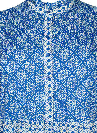 A-förmiges Kleid mit Mustern und Schnittlinien, Blue AOP, Packshot image number 2