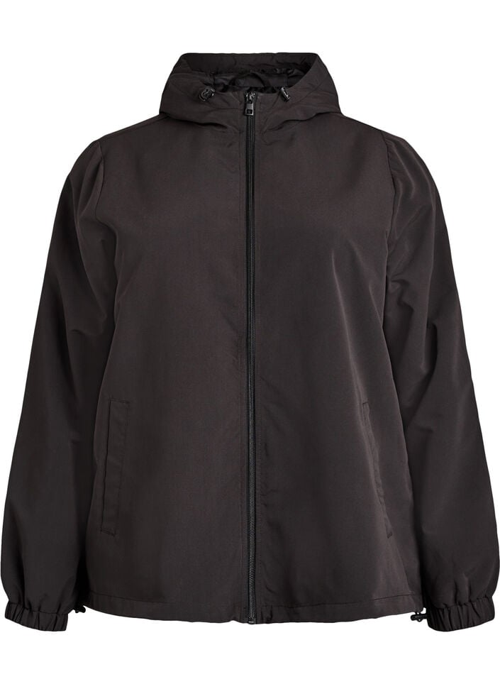 Leichte Jacke mit Kapuze und Rei&szlig;verschluss, Schwarz, Packshot image number 0